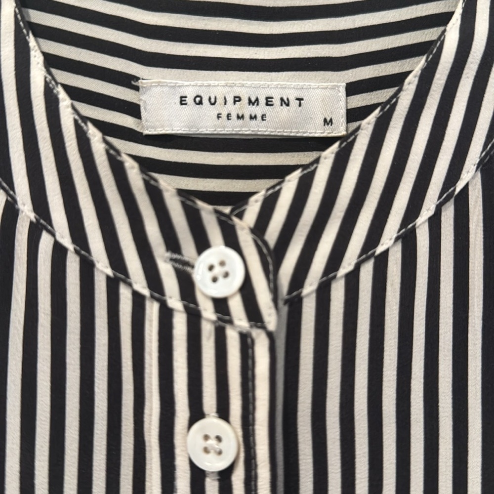 Equipment Black and White Striped Blouse